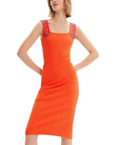 Desigual Knit Dress Straps - Orange