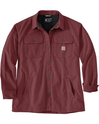 Carhartt Rugged Flex Loose Fit Canvas Fleece-lined Shirt Jac - Red