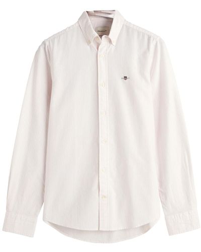 GANT Slim Oxford Banker Stripe Shirt - Weiß