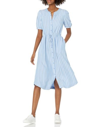 Amazon Essentials Robe ches mi-Longues pour Dresses - Bleu