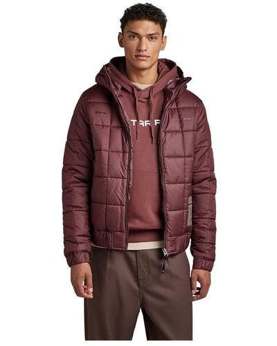G-Star RAW Meefic Squared Quilted Hooded Jacke - Rojo