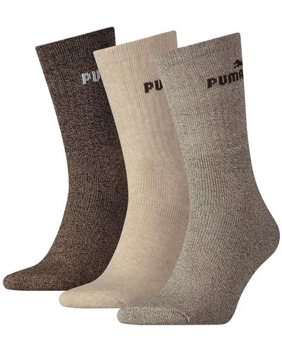 PUMA Sportsocken Tennissocken Crew Tennis Socken für und 3 Paar - Braun