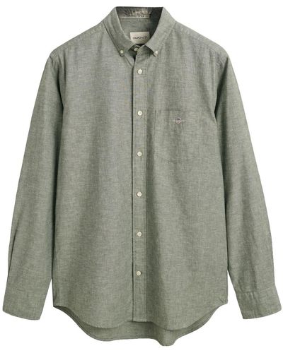 GANT Reg Cotton Linen Shirt - Green