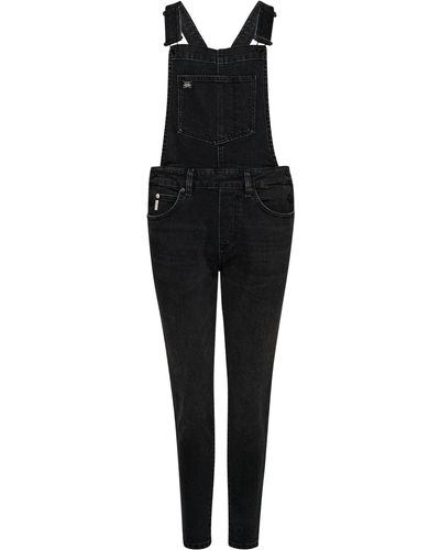 Superdry Vintage Slim Taper Dungaree W8011263A Wolcott Black Stone 10 Mujer - Negro