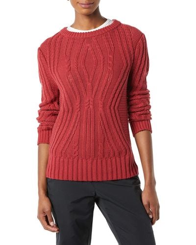 Amazon Essentials Suéter Cocoon de 100% algodón con Cuello Redondo - Rojo