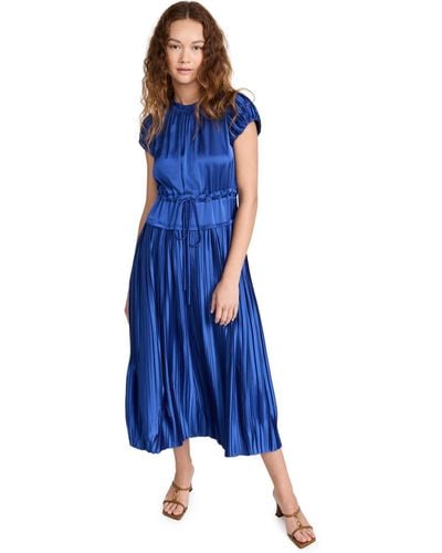 Rebecca Taylor Pleated Sleeve Midi Dress - Blue