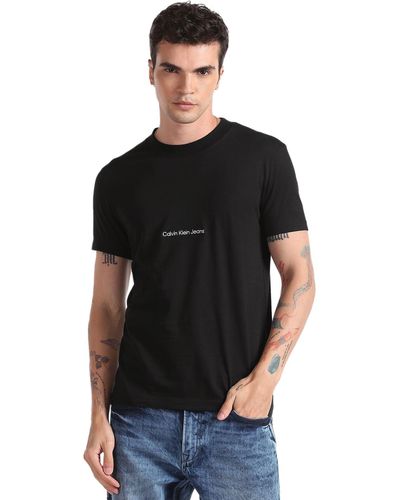 Calvin Klein Slim basic T-shirt with logo - Size - Schwarz