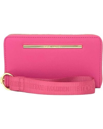 Steve Madden Bzip-web Zip Around Wallet Wristlet - Pink