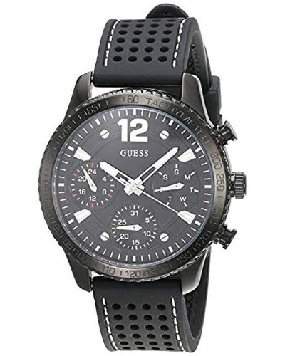 Guess Damen Chronograph Quarz Uhr mit Silikon Armband W1025L3 - Schwarz