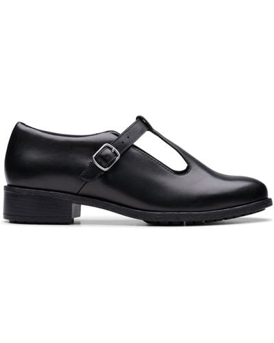 Clarks Havisham Bar Leather Shoes In Black Wide Fit Size 7