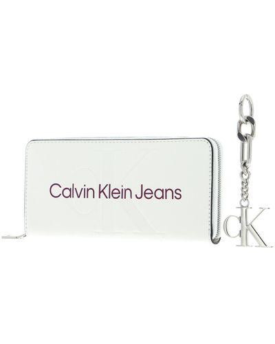 Calvin Klein CKJ Giftpack SLG Zip Around and Keyfob Ivory - Nero