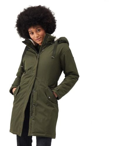 Regatta S Samaria Waterproof Hooded Parka Jacket Coat - Green