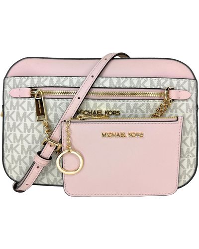 Michael Kors Jet Set Large Logo Crossbody Bag With Matching Logo Coin Pouch - Pink