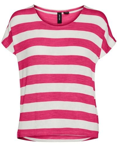 Vero Moda VMWIDE Stripe S/L GA JRS Top - Pink