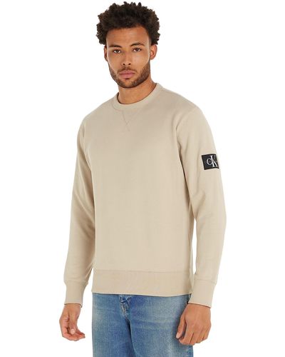 Calvin Klein Abzeichen mit Rundhalsausschnitt Sweatshirts - Natur