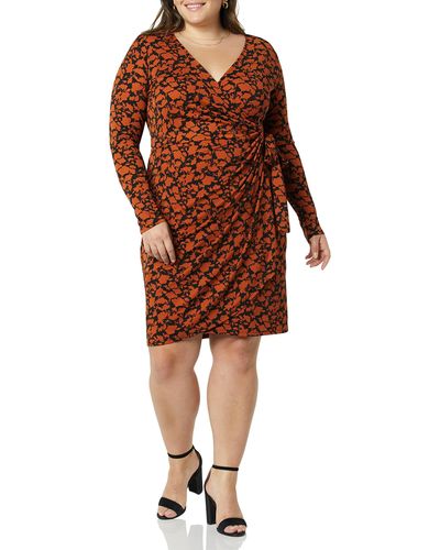 Amazon Essentials Long Sleeve Classic Wrap Dress - Brown