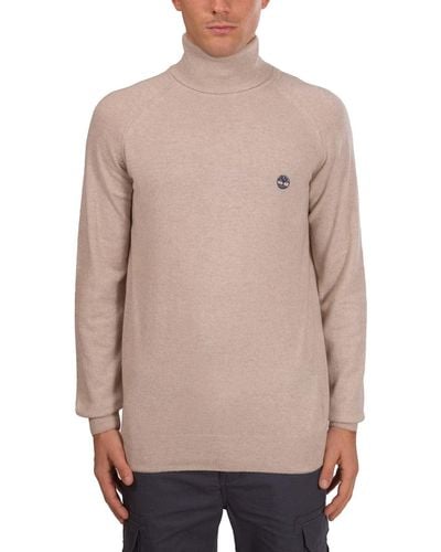 Timberland Turtleneck Pullover With Logo - Natural