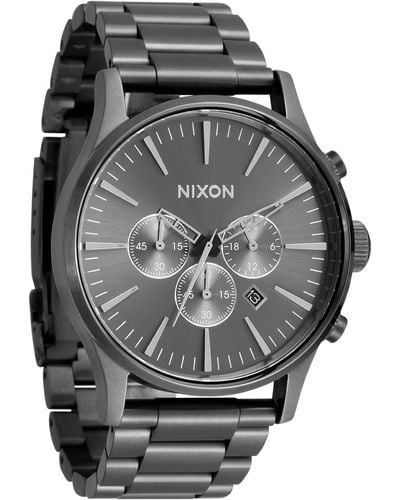 Nixon Sentry Chrono A1390-100m Water Resistant Analog Classic Watch - Grey