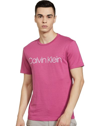 Calvin Klein Cotton Front Logo Short Sleeve T-shirt L - Pink