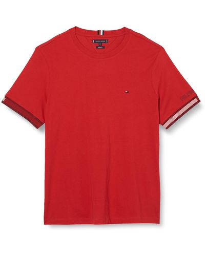 Tommy Hilfiger Short-sleeve T-shirt Flag Cuff Tee Crew Neck - Red