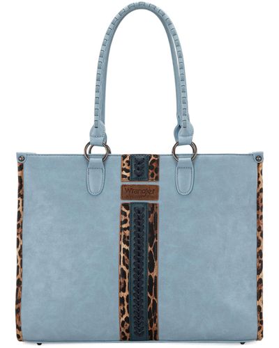 Wrangler Leopard Tote Bag For Western Top Handle Hobo Purse Large Handbags - Blue