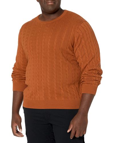 Amazon Essentials Maglione a Girocollo in Cotone a Coste Uomo - Marrone