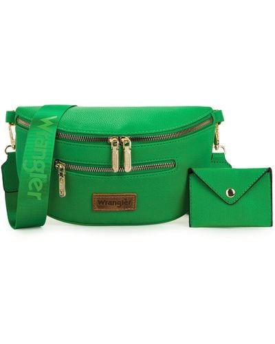 Wrangler Fanny Packs For Crossbody Sling Bag Waist Bag With Card Holder - Green
