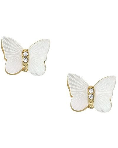 Fossil Ohrringe für Frauen Radiant Wings Weiß Perlmutt Ohrstecker Schmetterling - Mettallic