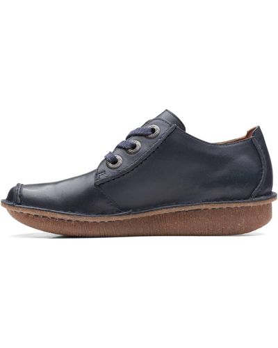 Clarks Funny Dream Leather Shoes In Navy Wide Fit Size 6 - Blue
