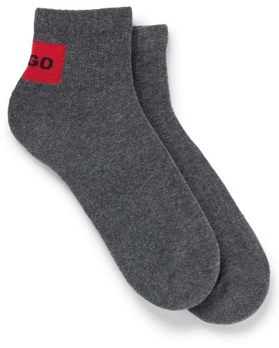 HUGO Two-pack Of Short Socks With Red Logo Label - Black