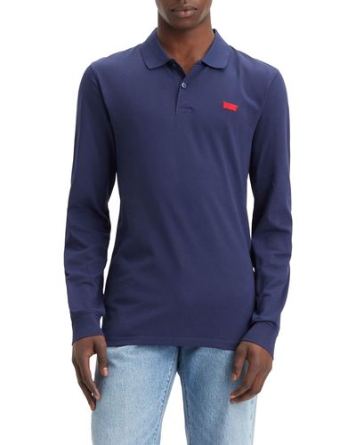 Levi's Long-sleeve Slim Housemark Polo Shirt - Blue