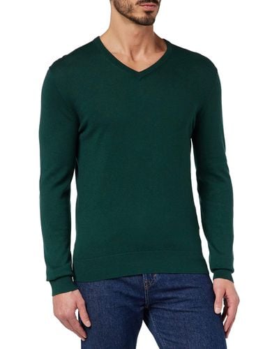 Hackett Cotton Cashmere V Pullover Jumper - Green