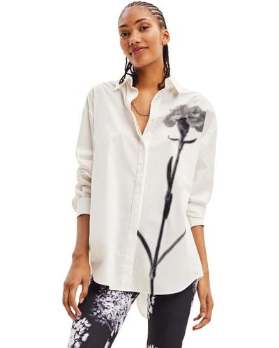 Desigual Oversize Flower Shirt - White