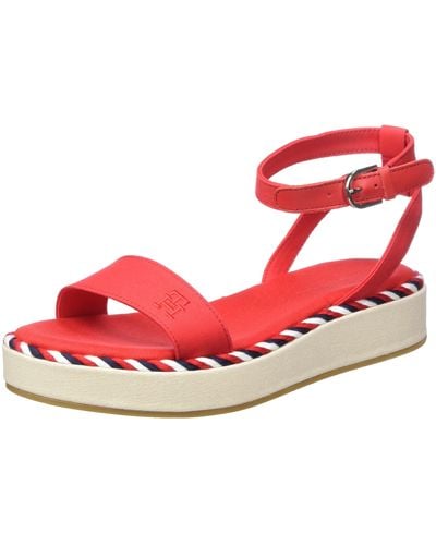 Tommy Hilfiger Rope Flatform Sandals Summer - Red