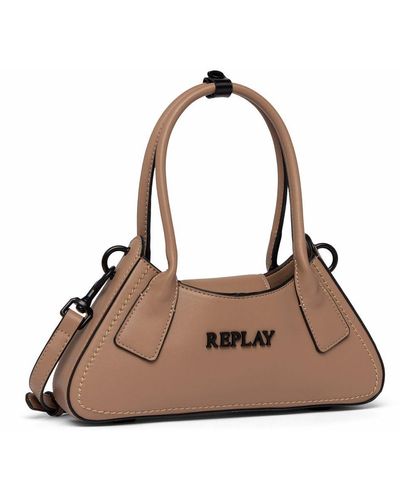 Replay Women's Handbag Made Of Faux Leather - Brown