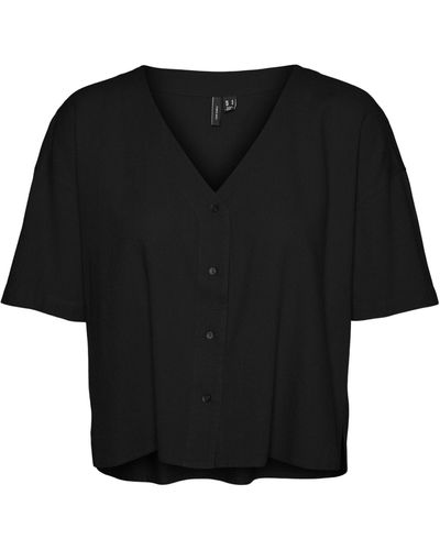 Vero Moda Vmjesmilo-Maglietta a iche Corte Wvn Ga Noos Camicia da Donna - Nero