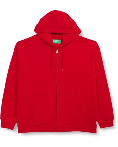 Benetton Jacket W/capp M/l 3j68u5001 Long Sleeve Hoodie - Red