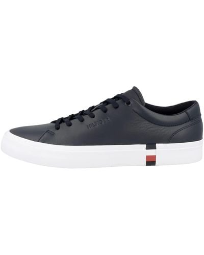 Tommy Hilfiger Modern Vulc Corporate Leather Vulcanised Trainers - Blue