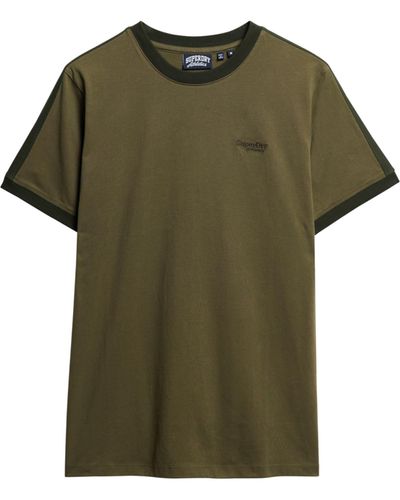 Superdry Essential Retro T-Shirt mit Logo Oliv Nachtgrün/Surplus Goods Olivgrün L