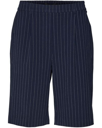 Vero Moda VMMAILIS HR Pinstripe Boo Bermuda Shorts - Blau