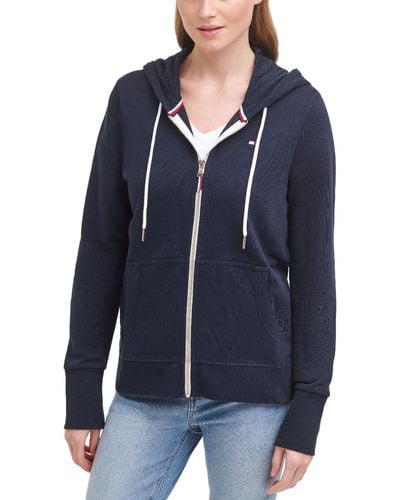 Tommy Hilfiger Women's French Terry Zip Hoodie - Solid - Bleu