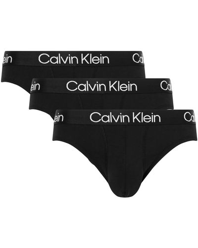 Calvin Klein 3er Pack Hip Briefs Unterhosen Baumwolle mit Stretch - Schwarz