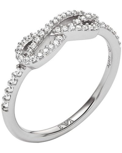 Emporio Armani Bague à focale centrale en argent 925 - Métallisé