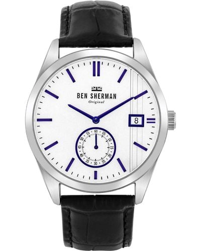 Ben Sherman S Analogue Quartz Watch With Leather Strap Wb039ub - Black