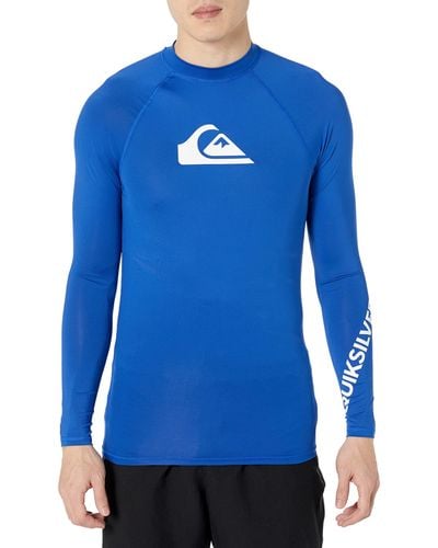 Quiksilver Standard Time Long Sleeve Rashguard Swim Shirt Upf 50+ - Blue