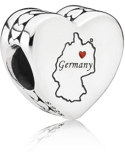 PANDORA Kaart Van Duitsland Zilveren Bedel Met Rood Email - Wit