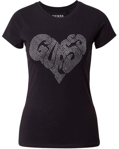 Guess T-Shirt Donna SS Heart r3 s Nero