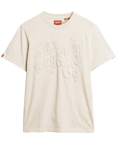 Superdry Geprägtes Archive Grafik-T-Shirt Hafer Creme Meliert M - Natur