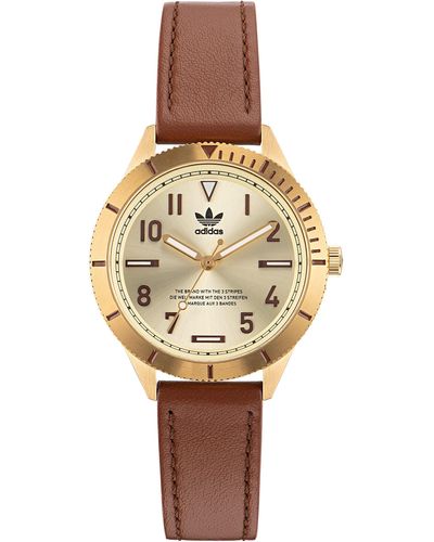 adidas Light Brown/tan Eco-leather Strap Watch - White