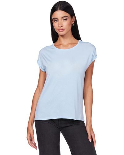 Vero Moda Einfarbiges T-Shirt Basic Rundhals Ausschnitt Kurzarm Top Short Sleeve Oberteil VMAVA - Weiß
